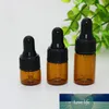 Livraison gratuite 3 ml petites bouteilles d'huile essentielle ambre avec couvercle en plastique pointe de bouteille en verre mini flacons en verre brun 3 ml tube d'échantillon récipient en verre