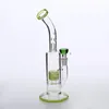 28 cm Tazón Tamaño de la junta 14,4 mm Cachimbas Bongs de vidrio verde fluorescente dos funciones Dab Rigs Neumático Perc Arm Tree Dab Rigs Fumar bong