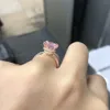 18K Rose Gold Pink الياقوت الخاتم الماس 925 Sterling Silver Party Band Rings for Women Fine Jewelry2771794