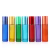 High Quality Blue/Green/Pink/Black/Amber Mini 10ml ROLL ON GLASS BOTTLE For Fragrances ESSENTIAL OILS Stainless Steel Roller Ball DWE11686