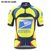 Maglia da ciclismo vintage postale Abbigliamento da corsa su strada da uomo Manica corta estiva Blu Giallo Abbigliamento da bici MTB Camicie da bici con cerniera completa8238790