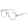 Sonnenbrille Quadratischer großer Rahmen Anti-Blaulicht-Brille Frauen 2021 Designer Mode Brief Brillen Damen Klarer einfacher Spiegel