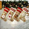 Da Grande meias do Natal US lona de serapilheira de Santa do boneco de neve da rena Cuff Family Pack do presente Meias sacos para Xmas Party Decor 18.8inch