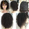 Bangs cheveux Naturels Frange Humains Femme Sigara Dantel Brezilyalı Kinky Kıvırcık İnsan Saç Peruk ile Peruk Kısa