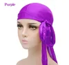 Nowy 18 Kolory Moda Męskie Satynowe Duragów Bandana Turban Peruki Mężczyźni Silky Durag Headwear Headband Pirate Hat Akcesoria do włosów