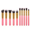 10 pçs / set mini tamanho kabuki escova escova de maquiagem conjunto de fundação pó pó sombra maquiagem maquiagem cosméticos escovas de beleza ferramenta kits grátis dhl livre