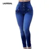 Lasperal Women Spring Enter Schode High talia swobodne dżinsy z prostymi piersiami Femme Slim Solid Denim Plus Size 3xl Pants