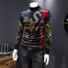 Nuove magliette da uomo ricamate in velluto coreano a maniche lunghe T-shirt ispessita Ruffian bella gioventù auto-coltivazione tendenza collo alto camicia casual con fondo