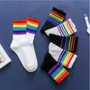 Regenbogen Socken Frauen Herbst Candy Farben ins Südkorea Zhongtong Flut Net Rot Streifen Baumwolle Socken Straße Socken