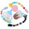 2Pcs/set Pacifier Clip Holder Chain & Silicone Teether Newborn Baby Shower Gift