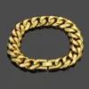 Stainless Steel Hip Hop Gold Silver Plated Charm Bracelets Link Chains Mens Punk Bangle Party Jewelry