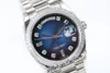 EWF Day Date 128349 A2836 Automatic Unisex Watch Mens Ladies Diamonds Bezel D-Blue Diamond Dial Presidential Bracelet Same Serial Card Super Edition Puretime A1