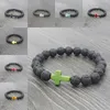 Braccialetti con filo di perline di pietra lavica Diffusore di olio essenziale nero naturale Bracciale con croce elastica Gioielli con corde di roccia vulcanica