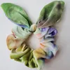 Cute Bunny Girls Flower Headbands Rabbit Ears Fabric Tie-dye Headwear Elastic Hair Band Hair Ropes