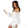 熱い販売の白い刺繍のエレガントな春の夏の包帯ドレス女性のビーチサンドレスセクシーオフショルダーショートパーティーラップボディコン