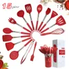 Freeshipping Kitchen Utensils Set 9/15Pcs Cooking Tools Silicone Stainless Steel Non-stick Spatula with Storage Box Spatula Kitchen Tools