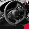 Black Alcantara يدويًا غطاء عجلة القيادة اليدوية لـ Audi A3 8V A4 B9 Avant A5 F5 A1 8X Sportback Q2 2016-2019285O