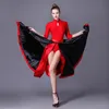 NY STLE SPANISK DANK KOMT FEMAL Black Red Latin Dance Dress Paso Doble Kirt Cloak Dress Woman Performance1228s