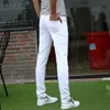 Männer Skinny Jeans Weiß Denim Hosen Neue Mode Männer Bleistift Hosen Schlank Solide Jeans Männer Frühling Lange Hohe Qualität212z