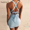 Fashion- 오프 숄더 등이없는 섹시한 붕대 드레스 여성 셔링 클럽 화이트 블랙 화이트 파티 미니 Bodycon 여름 드레스 Vestidos