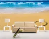 寝室の3D壁紙ヨーロッパのロマンチックなビーチシーウェーブラブシービューテレビの背景壁の装飾的な3D壁画壁紙