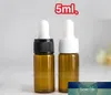 Vente d'usine 2000 pcs/lot Mini bouteilles en verre vides 5 ml petit flacon de bouteille de parfum ambre avec compte-gouttes en verre en Stock