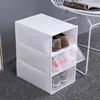 Thicken Clear Plastic Dustproof Shoe Storage Box Flip Transparent Shoe Boxes Candy Color Stackable Shoes Organizer Box LX2837