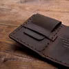 Men Wallets Vintage Cow Genuine Leather Wallet Male Handmade Custom Dollar Price Coin Purse Short Wallet Employee Gift1