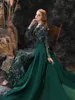Fairy Evening Dresses Lace Appliques Sequin Mermaid Prom Gowns 2020 Long Sleeve Detachable Train Special Occasion Dress Real Image5316498