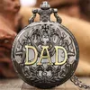 Vintage Retro Zwart Gouden DAD Ontwerp Zakhorloge Vader Mannen Analoge Quartz Horloges Ketting Ketting Verjaardagscadeau voor Man