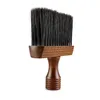 Brosse de nettoyage pour le cou de barbier, brosse en Nylon, outil de nettoyage doux, brosse de balayage des cheveux, manche en bois, accessoires de coiffure marron 9709195