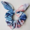 Cute Bunny Girls Flower Headbands Rabbit Ears Fabric Tie-dye Headwear Elastic Hair Band Hair Ropes