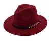 5PCS moda najlepsze czapki dla mężczyzn kobiety elegancka moda solidna Fedora Hat Band szeroko płaskie brzegi jazzowe kapelusze stylowe trilby Panama CA1203756