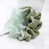 Satin+Organza Scrunchies Elastic Hair Bands For Women Bright Color Ponytail Holder Silk Scrunchie Hair Ties Accessories