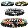 Pulseiras de miçangas de pedra natural malaquita Couples fios de pulseira Acessórios para joias para mulheres Oração de Reiki