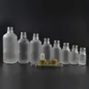 5 10 15 20G Flacon compte-gouttes en verre dépoli, 30 Flacons d'huiles essentielles en verre de 50 ML avec compte-gouttes Couvercles en bambou Récipient cosmétique en caoutchouc blanc