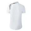 Men's Casual Shirts White Mens Luxury Short Sleeve High Density Embroidery Dress Metal Button Slim Fit Male185D