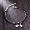 Vintage Wielofrunowany żółw Wisiorek Anklet Dla Kobiet Bohemia Słońce Koraliki Charm Kostka Bransoletka Sandały Łańcuch Nożna Biżuteria