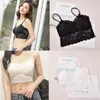 Sexy dames mouwloze wimper kanten lingerie doorzichtige gevoerde vest haak haak op push omhoog bh tanktops bralette bh cami crop top