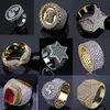 14K Goud Iced Out Ringen Heren Hip Hop Sieraden Bling Bling Cool Zirconia Steen Luxe Deisnger Mannen Hiphop Ringen Gifts334t