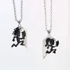 one Pair Lover Couple Jewelry Punk black Stainless Steel ICP Crazy Clown Heart Hatchet Man Women Charms Pendant Necklace Chain 4mm 24 inch