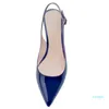 Hot Sale-atacado Marca Mulheres Bombas 2018 Primavera Pointed Toe Patent Stiletto Preto Azul Vermelho Branco Peach Dress Shoes Tamanho 4-12,5 CR816