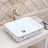 Cina Pittura oro Pittura su ceramica Arte Lavabo Lavelli per vasi da bagno Lavandino rotondo in ceramica da appoggio rettangolare