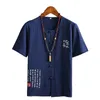 5 Renkler Kolsuz Kısa Kollu Vintage Keten Gömlek Artı Boyutu 5XL 4XL Ofis Gömlek Erkekler Tek Göğüslü Çin Tipi Bluz Adam