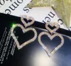 Moda przesadny Kryształ Double Heart Kolczyki Zlecone Joker Długie Kobiety Drop Kolczyki Srebrne Złote Kolory Biżuteria Prezent Nada