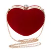 New-Heart Shaped Вечер Кошелек Velvet Кошелек сцепления Solid Color Evening Bag