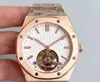 Homens de alta qualidade Relógios de luxo Designer Rose Gold Stainless Steel Series 26522 Real Tourbillon Cal2924 Mecânica mecânica mecânica ME9421762
