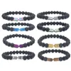 Lava Stone Beaded Strands Bracelets arrow Naturel Noir Huile Essentielle Diffuseur Élastique Bracelet Roche Volcanique mens Bijoux De Mode