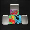 4 in 1 Tin Silicone Storage Kit Set with 2pcs 3ml Silicon Wax Container Oil Jar Silver Dab Dabber Tool Metal Box Case