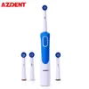 AZDENT AZ-2 P brosse à dents électrique rotative 4 têtes remplaçables brosse à dents sèche alimentée par batterie brosse d'hygiène buccale dents propres